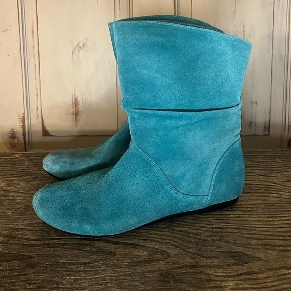 Aldo Retro Vtg Turquoise suede Ankle Slouch Booties Boots 39 - Picture 2 of 8